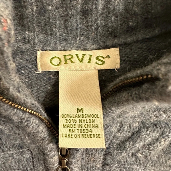 Orvis Men's Lambswool Vintage zip Up Sweater Vest - Picture 4 of 4